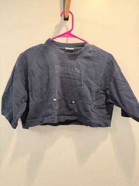 Gymshark Heavyweight Navy Blue Cropped Tee